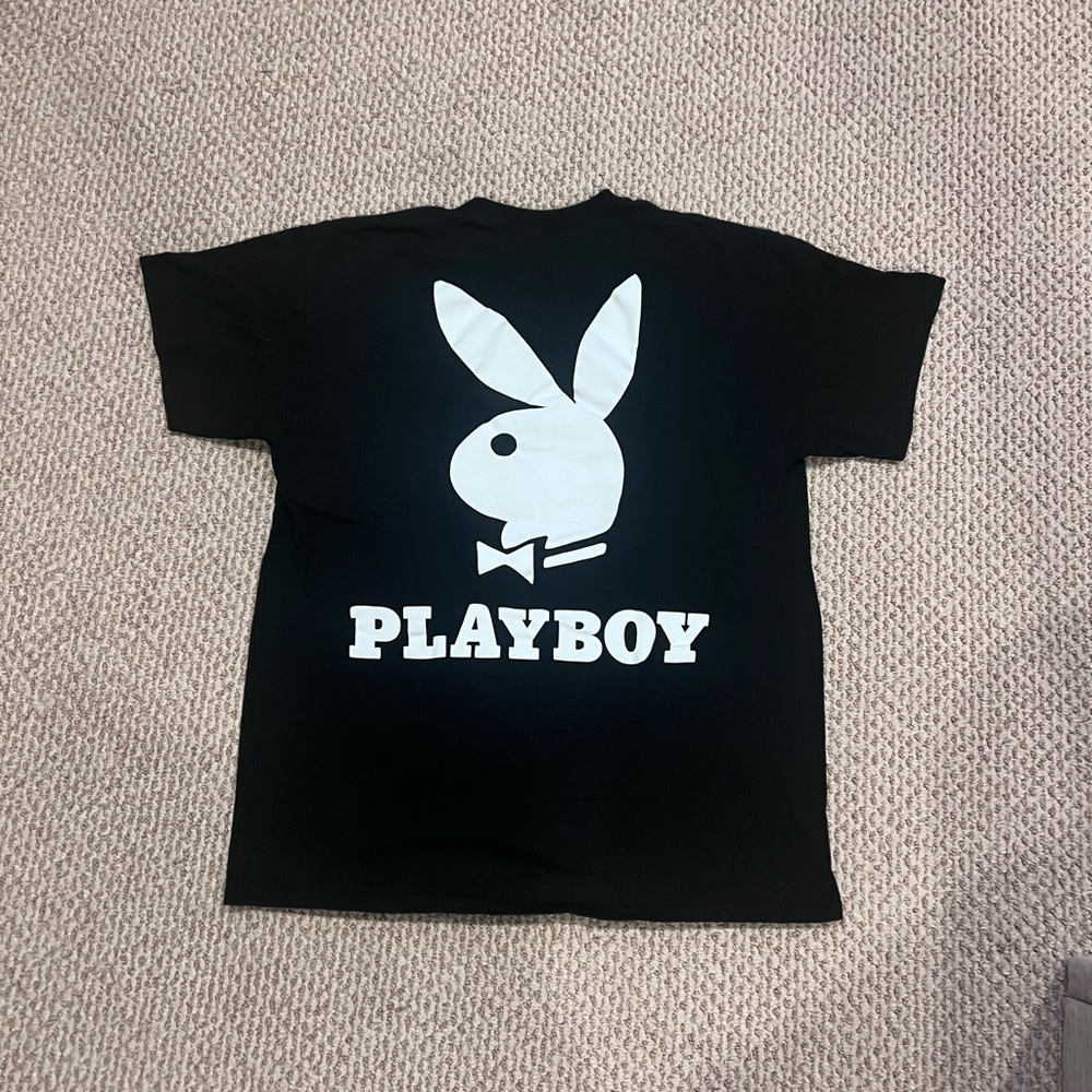 PLAYBOY Black Tee with Iconic White Bunny